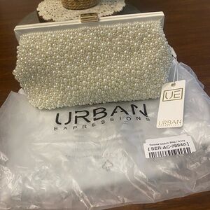 Urban Expressions Pearl Embellished Serena Clutch Bag